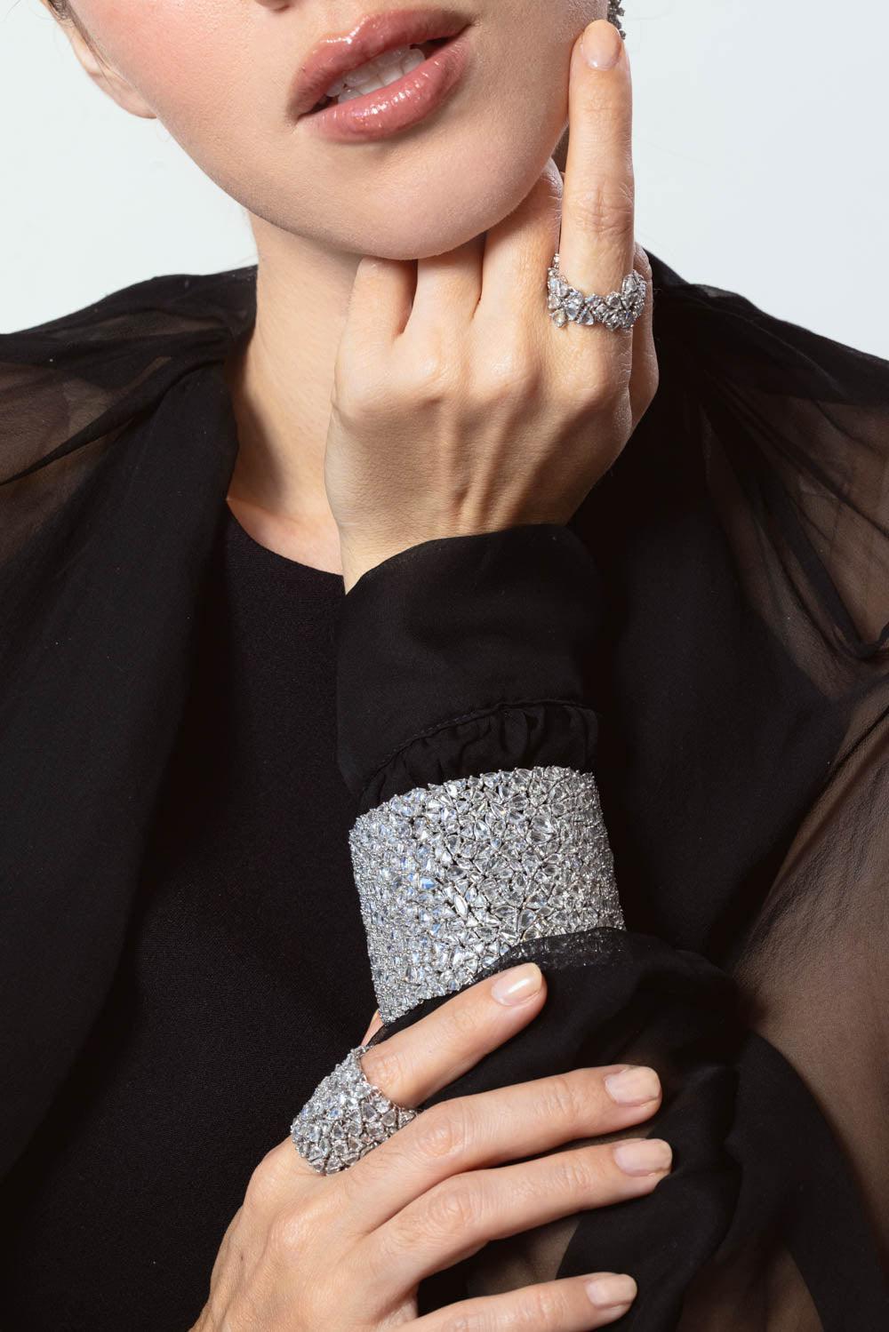 RUCHI NEW YORK-Heritage Diamond Stretch Bracelet-WHITE GOLD