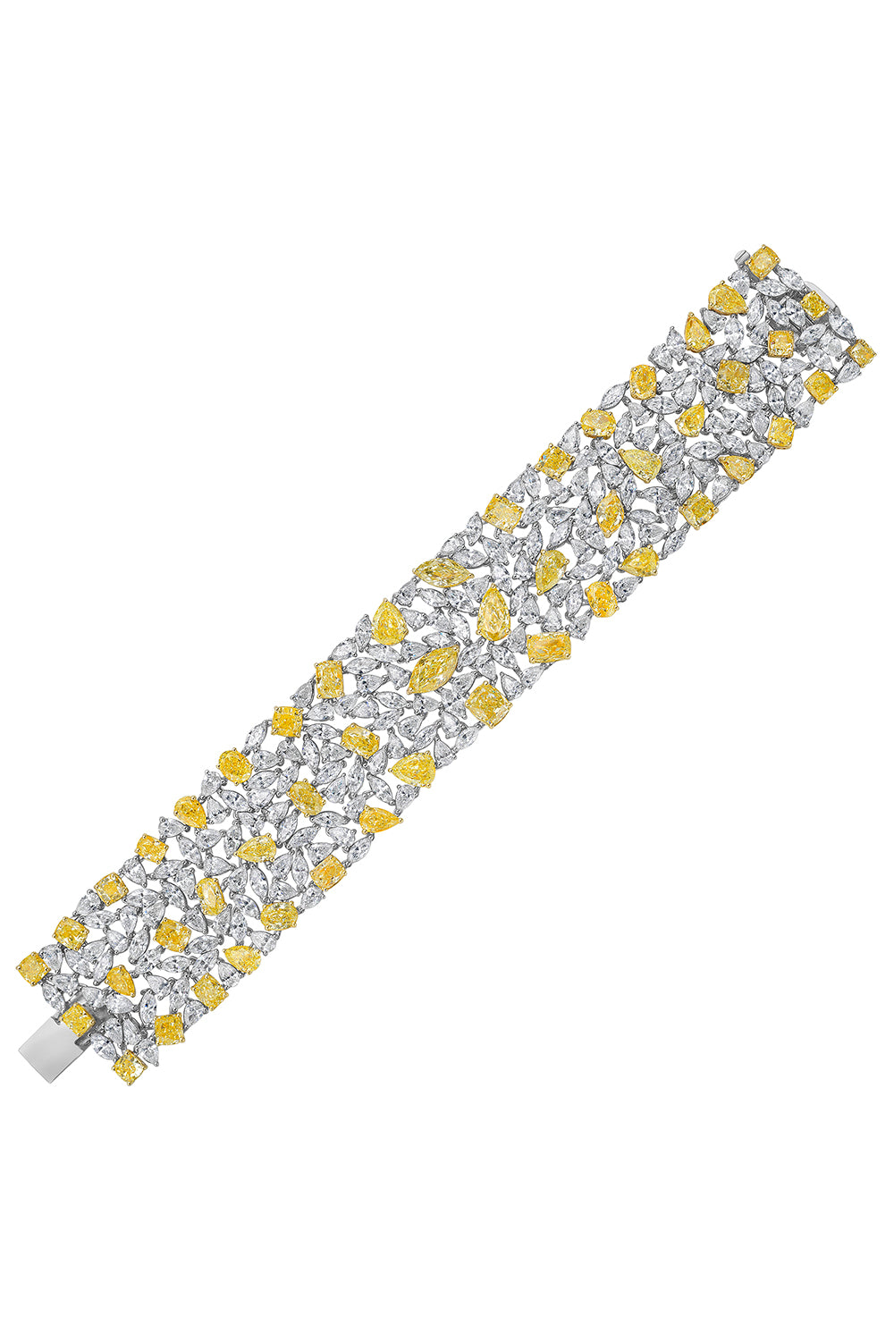Yellow Diamond Soleil Statement Wide Bracelet-WHITE GOLD-JEWELRYFINE JEWELBRACELET O-RUCHI NEW YORK