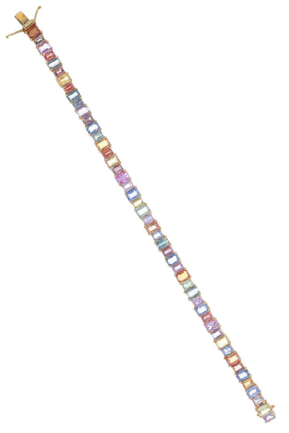 RUCHI NEW YORK-Desert Blooms Multi-colored Sapphire Tennis Bracelet-YELLOW GOLD