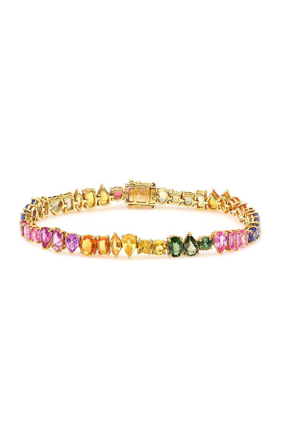 RUCHI NEW YORK-Felice Mixed Shaped Multi-Colored Sapphire Bracelet-YELLOW GOLD