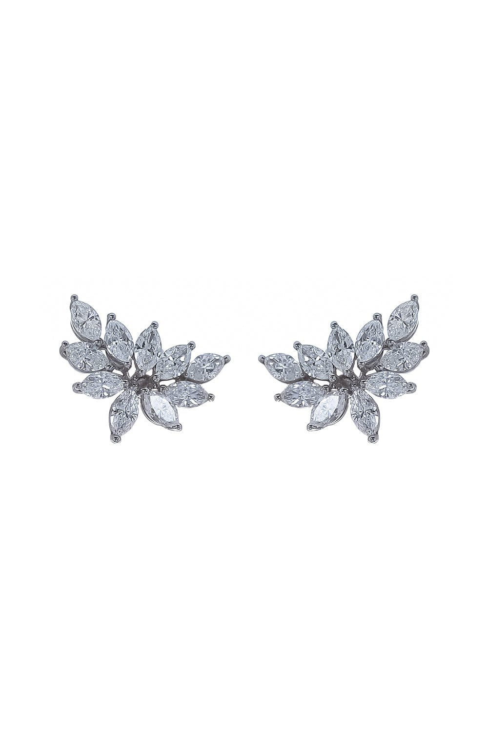 RUCHI NEW YORK-Cluster Diamond Stud Earrings-WHITE GOLD