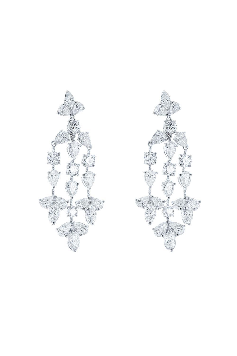 RUCHI NEW YORK-Diamond Cascade Drop Earrings-WHITE GOLD