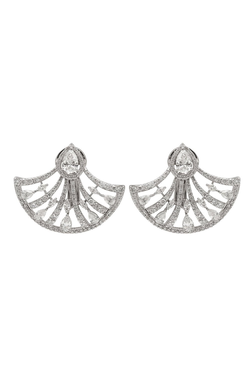 RUCHI NEW YORK-Diamond Fan Earrings-WHITE GOLD
