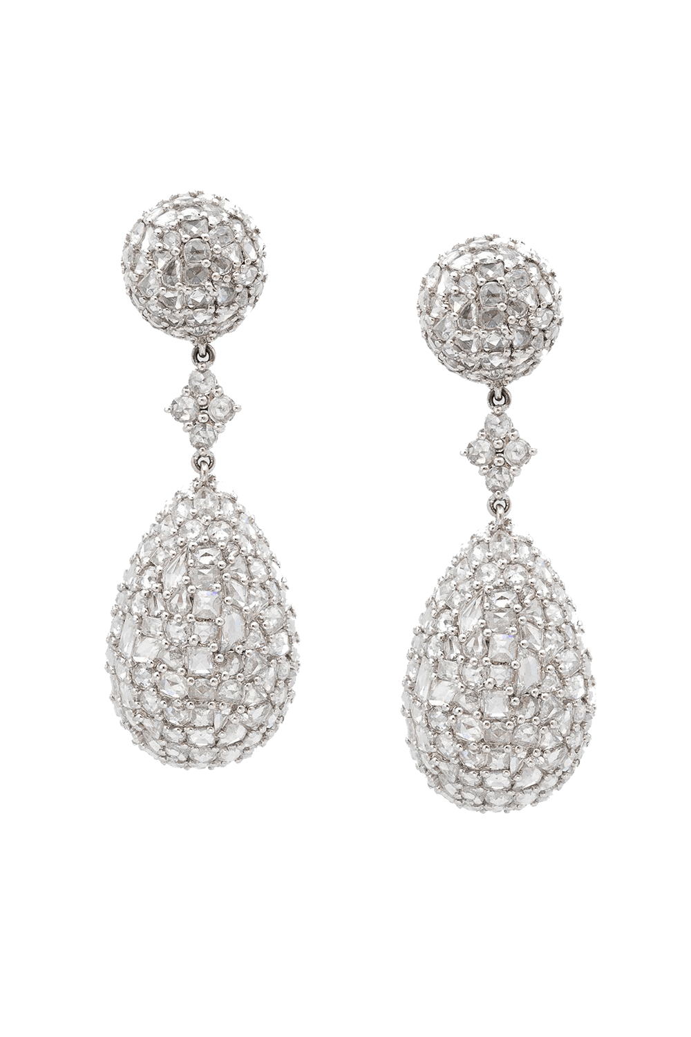 RUCHI NEW YORK-Diamond Three Drop Earrings-WHITE GOLD