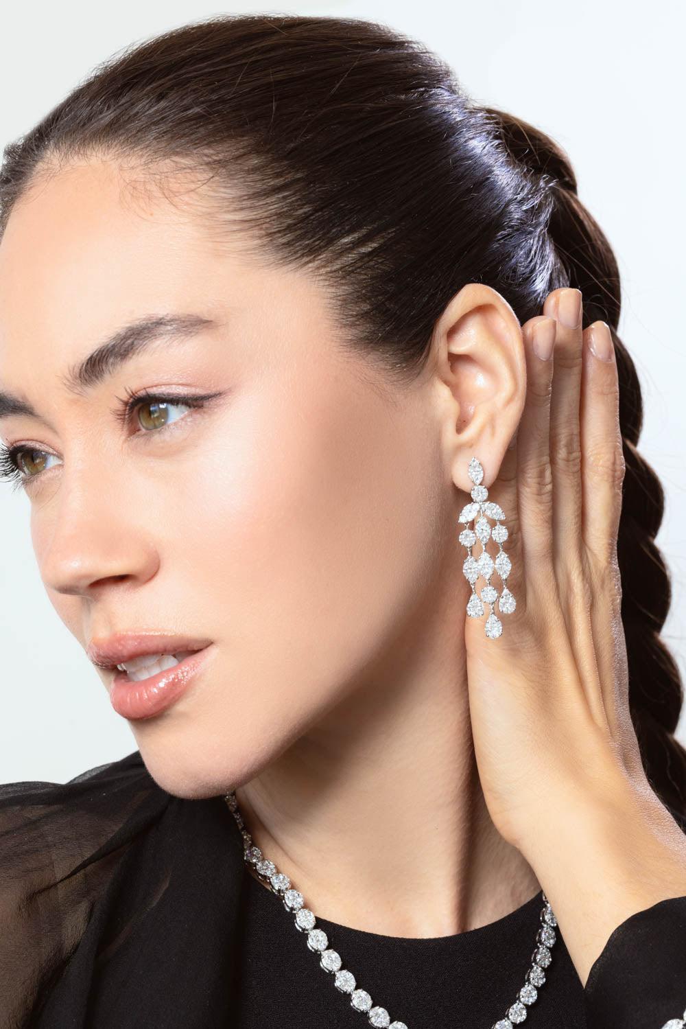 RUCHI NEW YORK-Inifinity Diamond Drop Earrings-WHITE GOLD