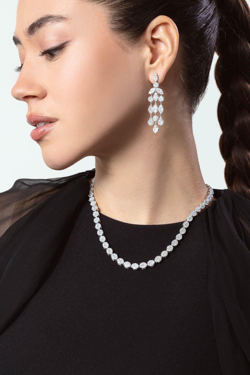 RUCHI NEW YORK-Inifinity Diamond Drop Earrings-WHITE GOLD