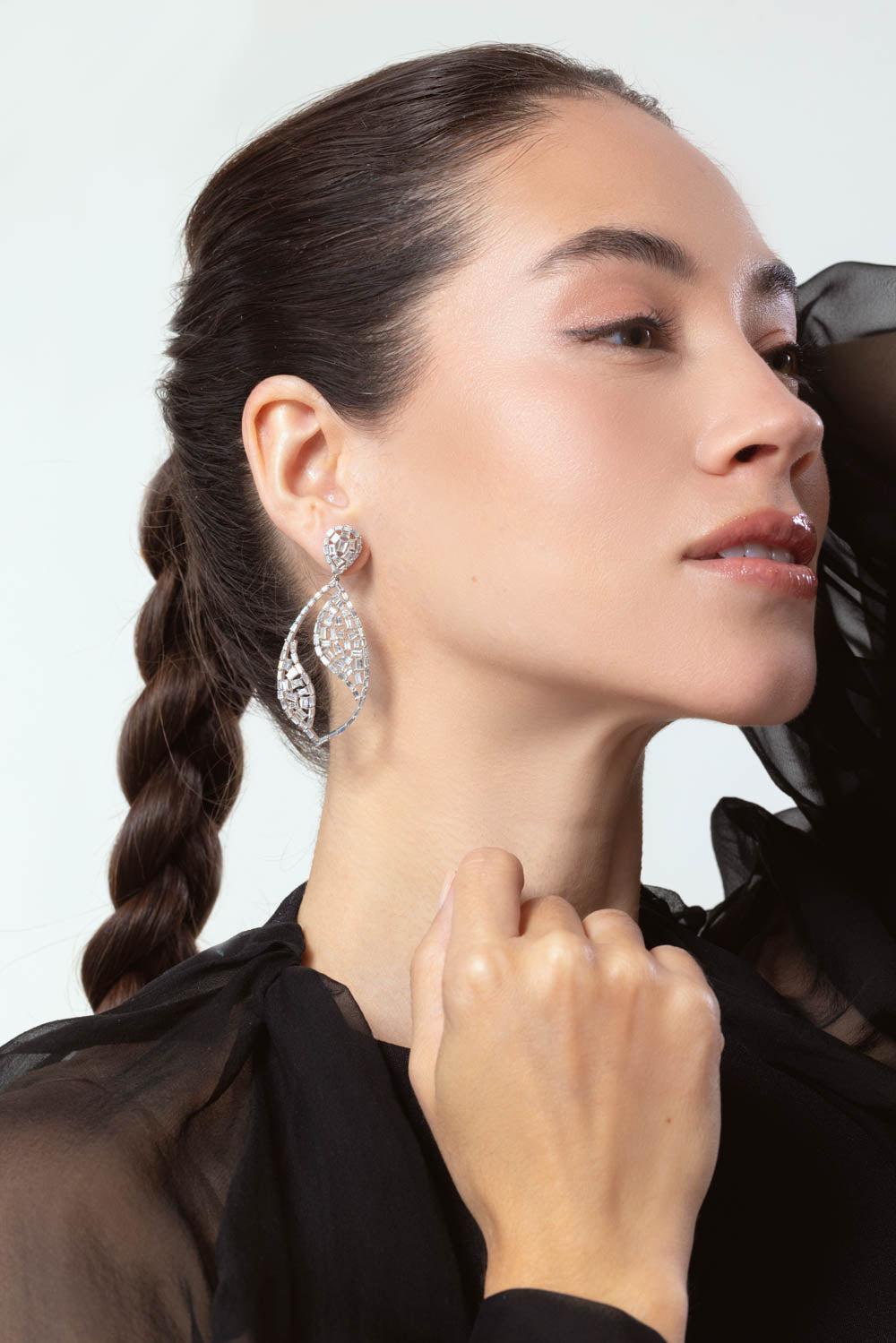 RUCHI NEW YORK-Laurel Drop Earrings-WHITE GOLD