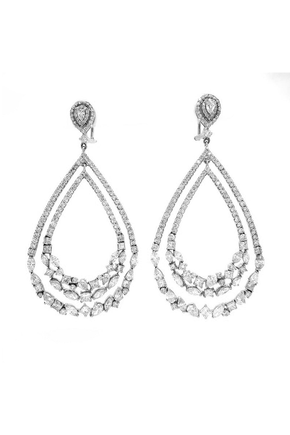 RUCHI NEW YORK-Scintilate Mix shape Diamond Earrings-WHITE GOLD