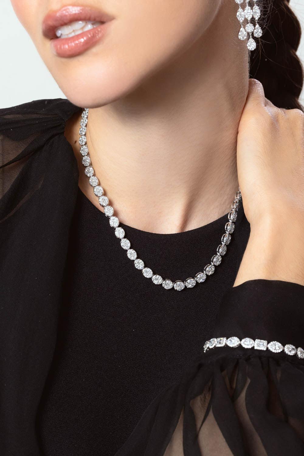 RUCHI NEW YORK-Infiniti Diamond Oval Necklace-WHITE GOLD