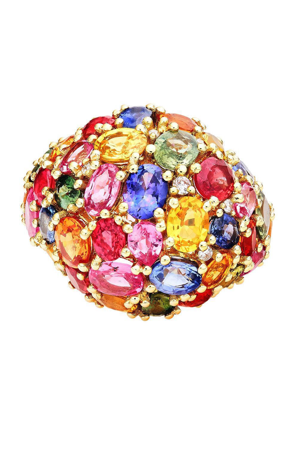 RUCHI NEW YORK-Prisma Multi-Color Sapphire Cocktail Ring-YELLOW GOLD