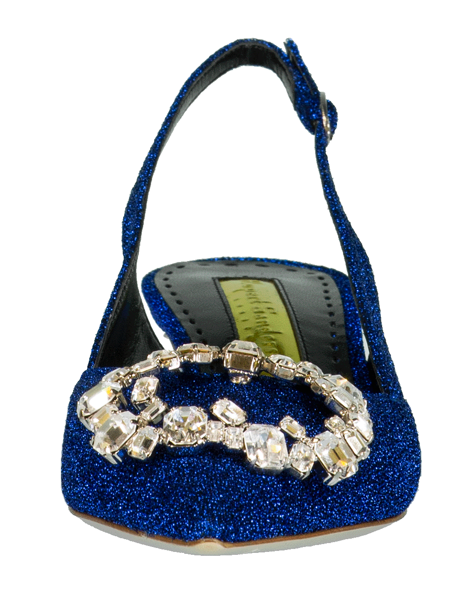 RUPERT SANDERSON-Misty Crystal Lurex Slingback-