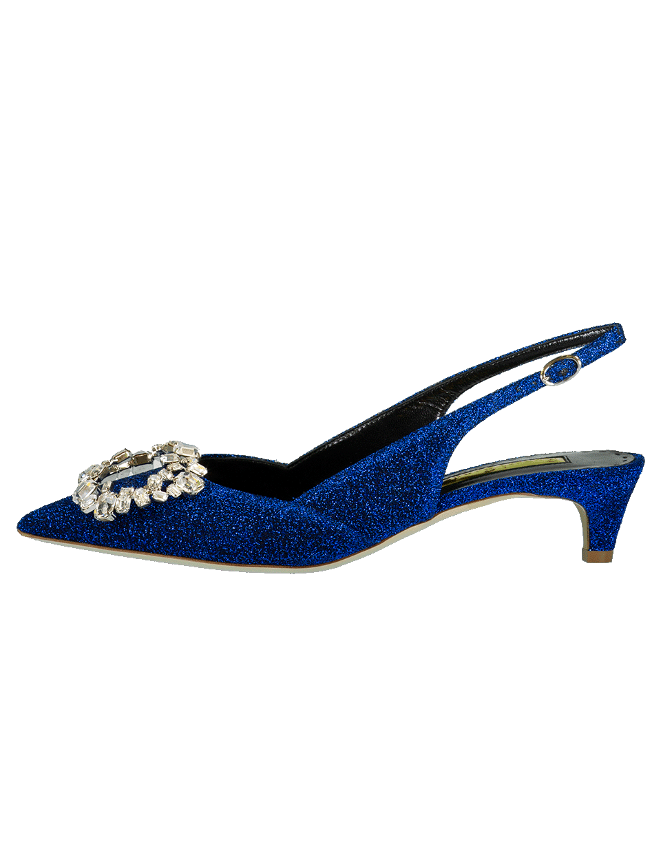 RUPERT SANDERSON-Misty Crystal Lurex Slingback-