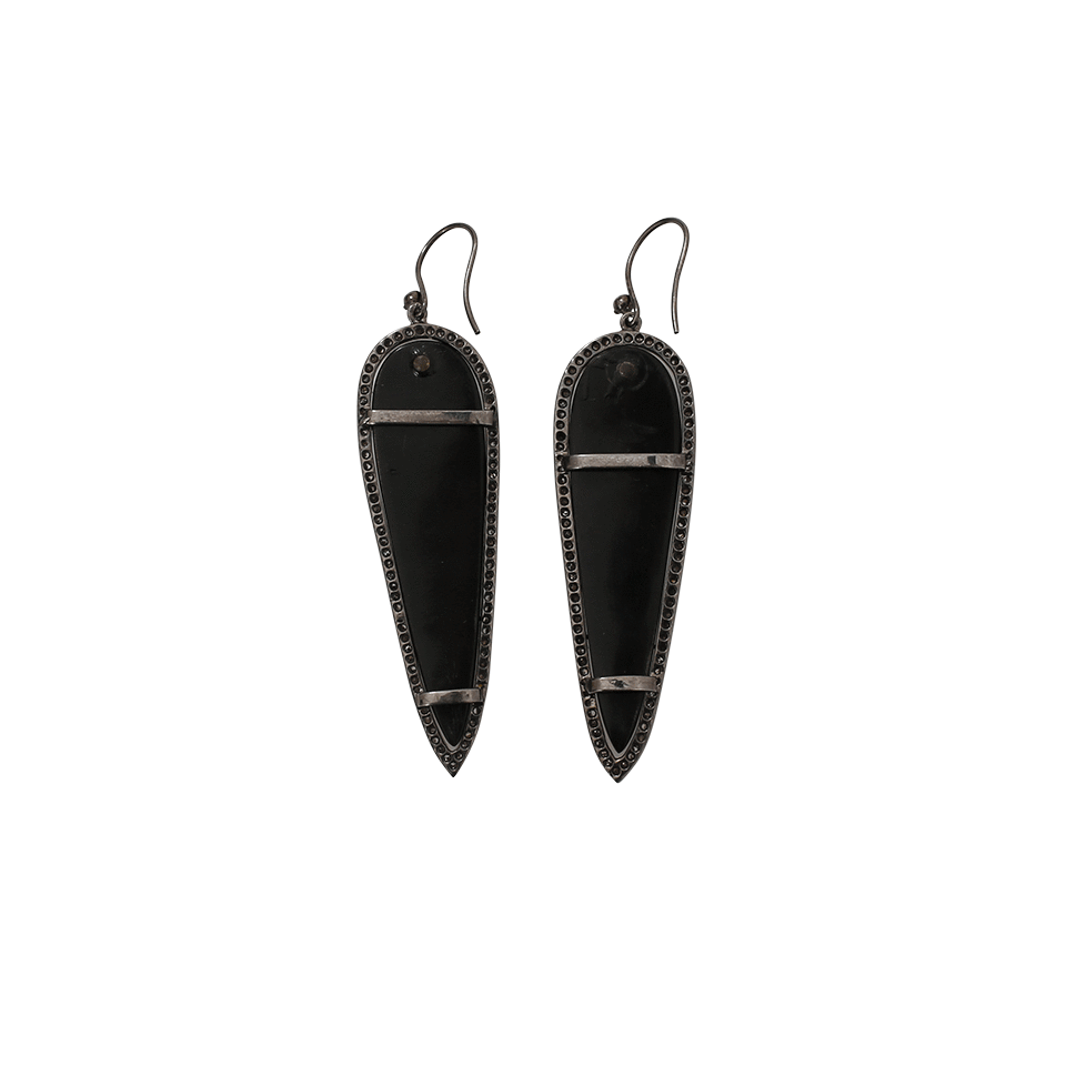S. CARTER DESIGNS-Black Horn Earrings-SILVER