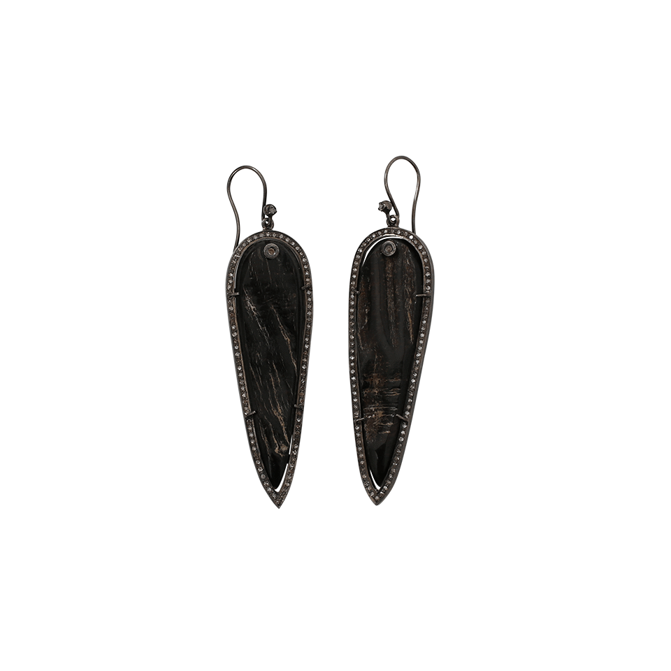 S. CARTER DESIGNS-Black Horn Earrings-SILVER