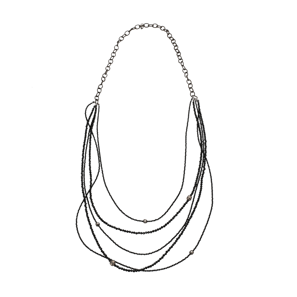 S. CARTER DESIGNS-Black Spinel Cascade Necklace-SILVER