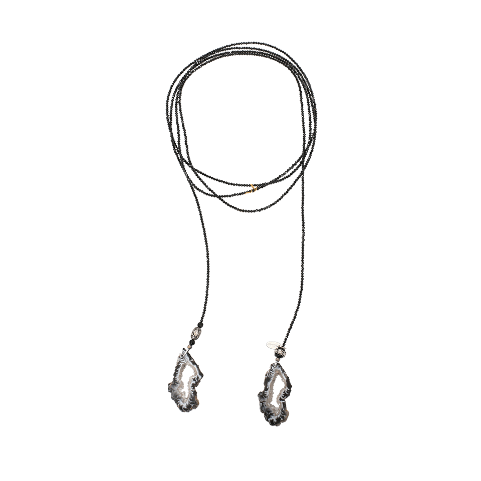 S. CARTER DESIGNS-Black Spinel Wrap Necklace-SILVER