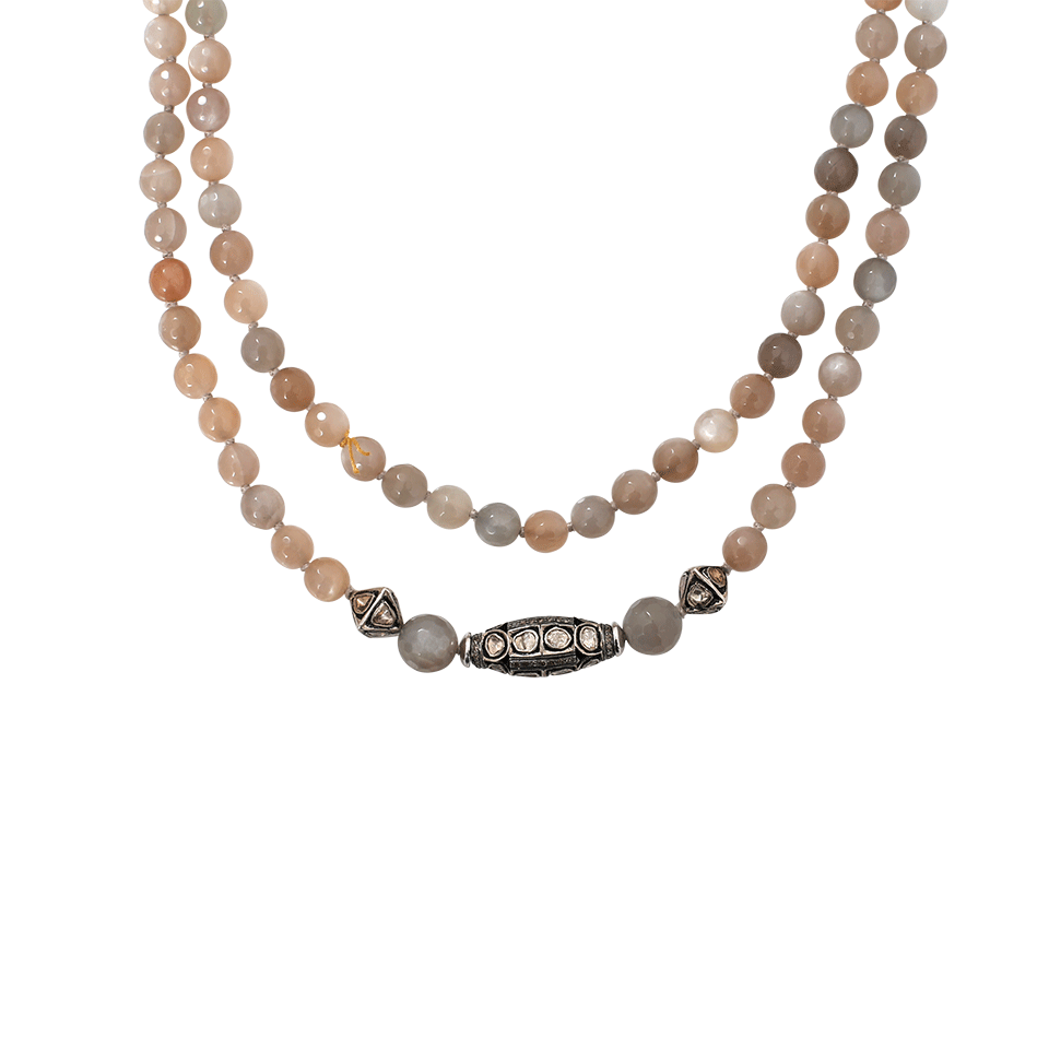 S. CARTER DESIGNS-Diamond Oval Beaded Knot And Moonstone Necklace-SILVER