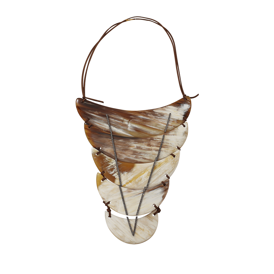 S. CARTER DESIGNS-Horn Breast Plate And Diamond Necklace-SILVER