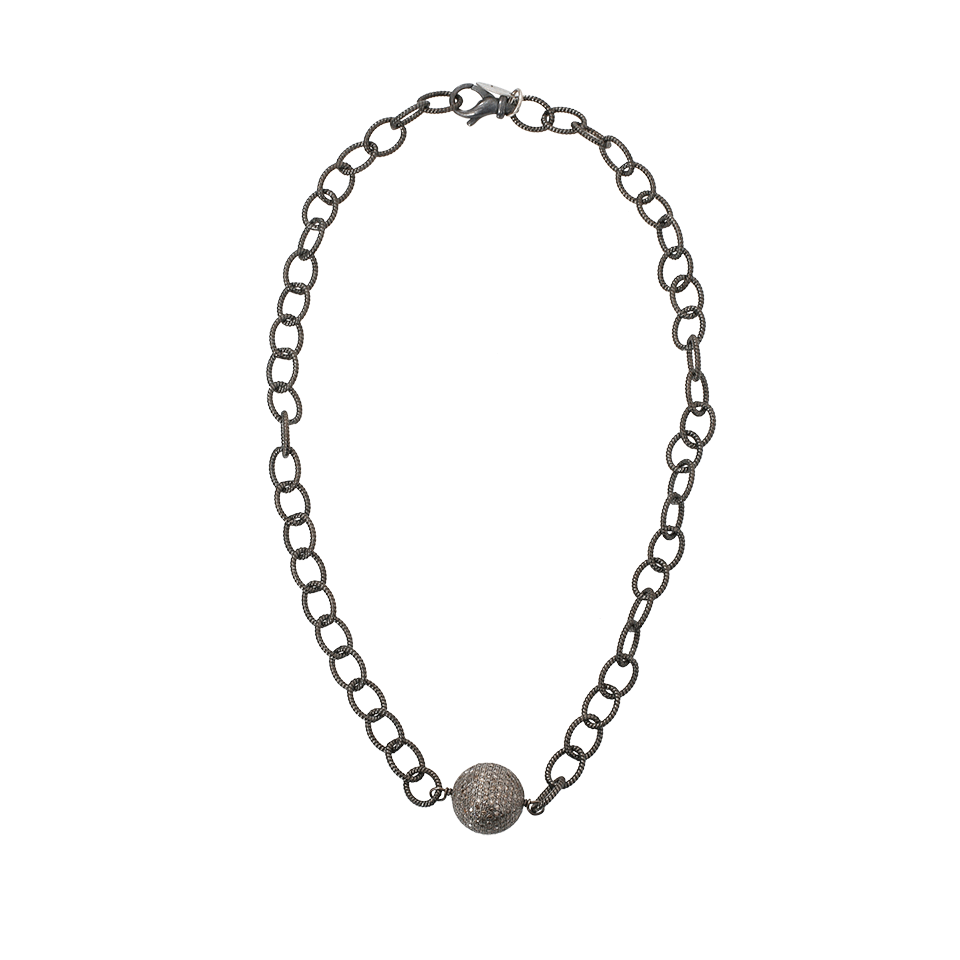 S. CARTER DESIGNS-Pave Diamond Ball Necklace-SILVER