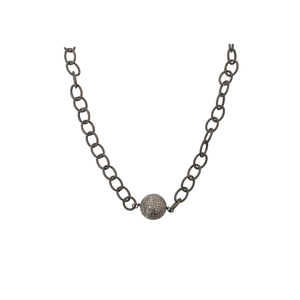 S. CARTER DESIGNS-Pave Diamond Ball Necklace-SILVER
