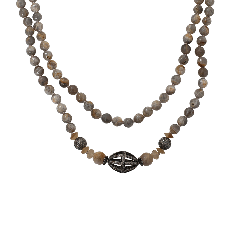 S. CARTER DESIGNS-Pave Diamond Football And Moonstone Necklace-SILVER