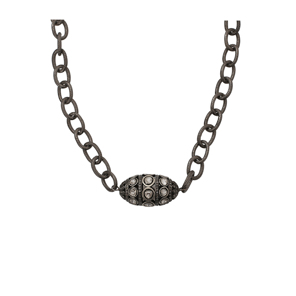 S. CARTER DESIGNS-Rosecut Diamond Barrel Necklace-SILVER