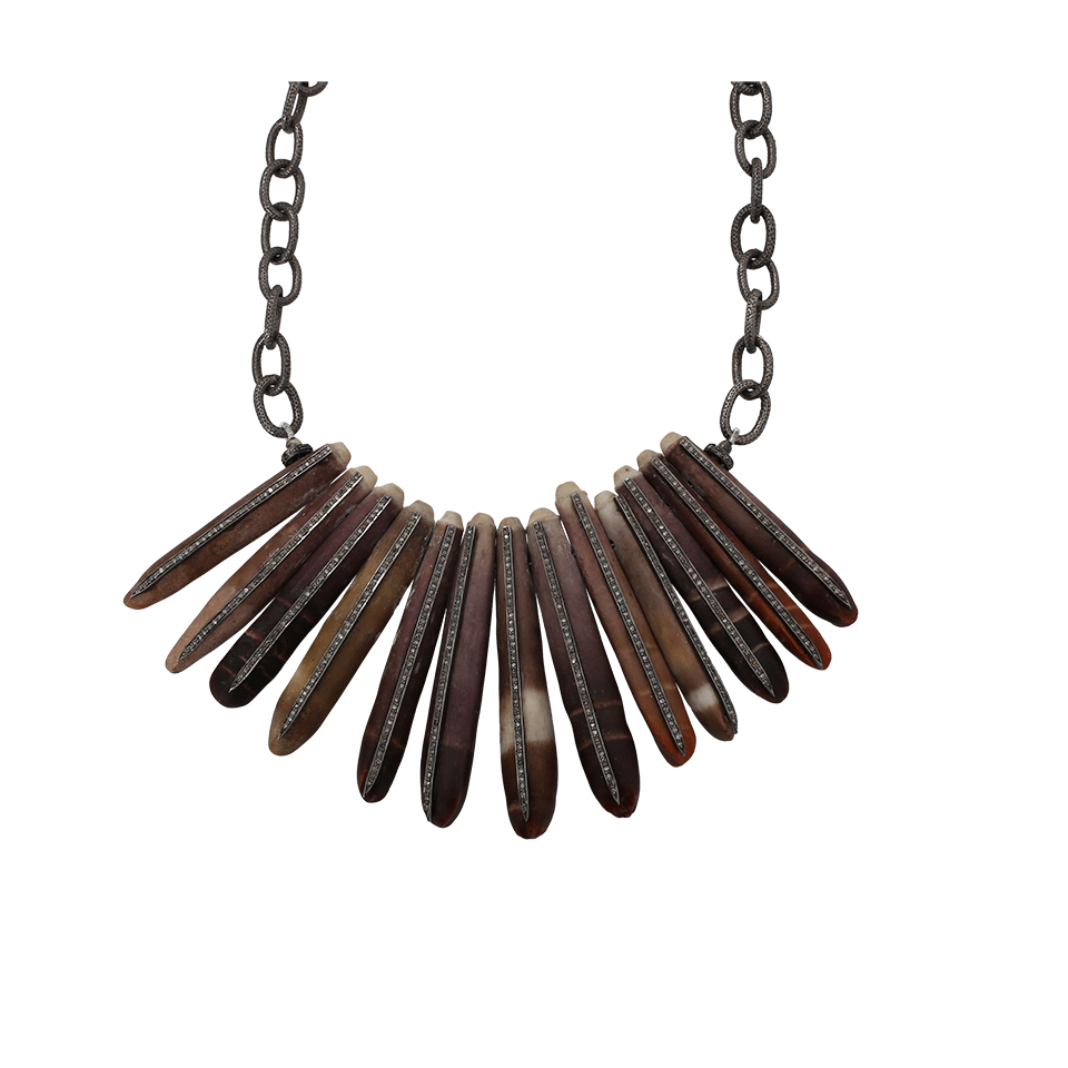 S. CARTER DESIGNS-Sea Urchin Spine And Diamond Necklace-SILVER