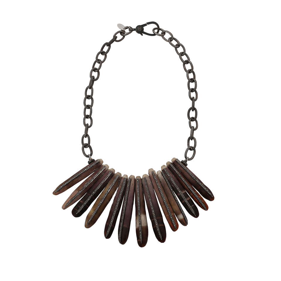 S. CARTER DESIGNS-Sea Urchin Spine And Diamond Necklace-SILVER