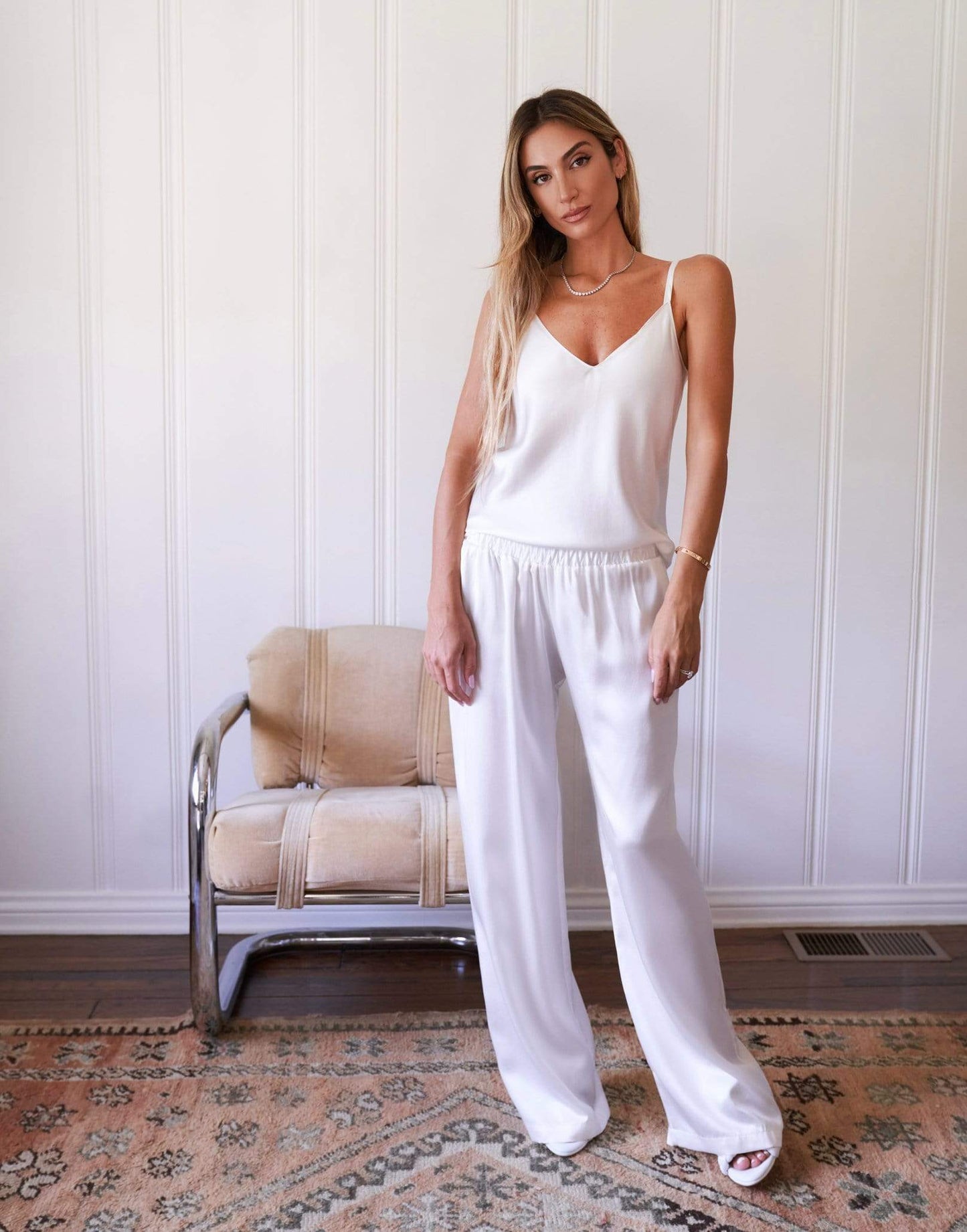 SABLYN-White Gloria Silk Tank Top-