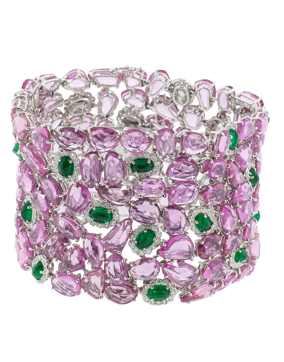 SABOO FINE JEWELS-Pink Sapphire And Emerald Bracelet-WHITE GOLD
