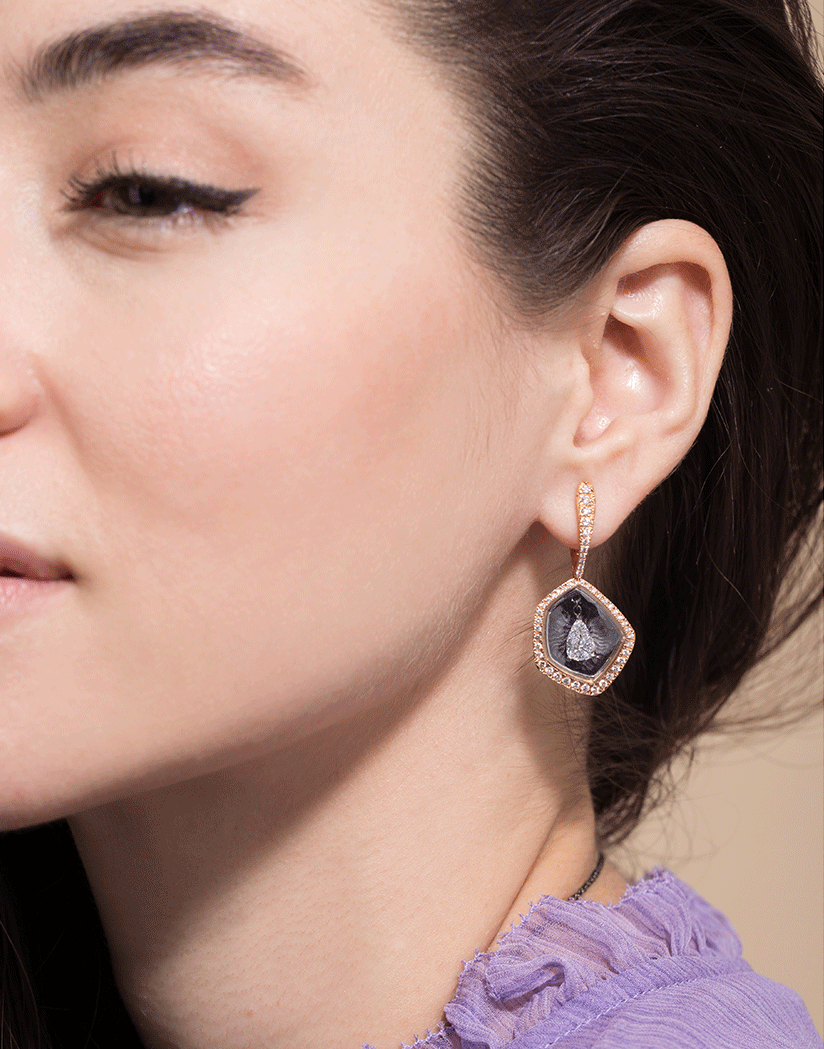 SABOO FINE JEWELS-Diamond Fusion Pear Drop Earrings-ROSE GOLD