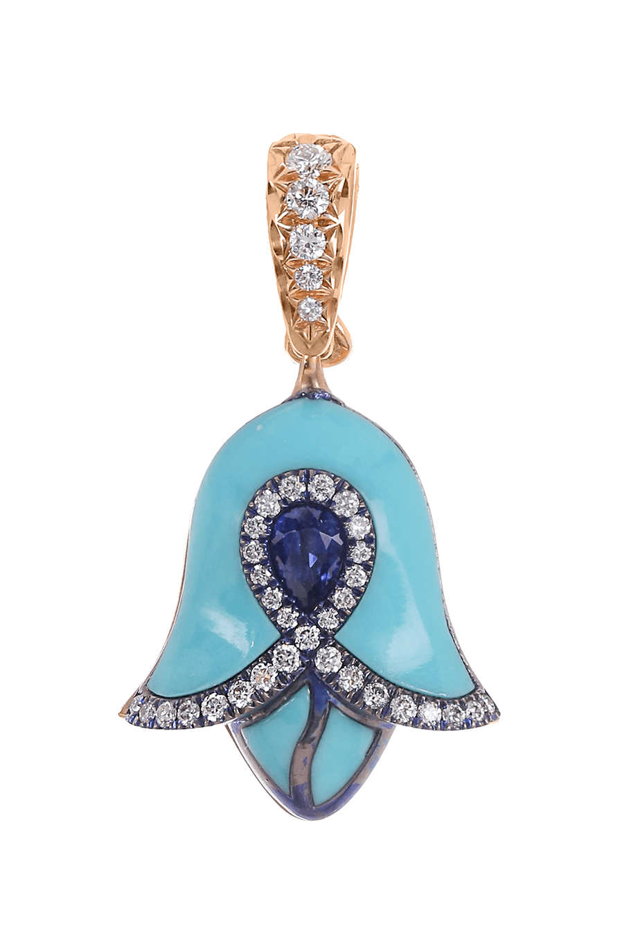 SABOO FINE JEWELS-Turquoise Aura Tulip Earrings-ROSE GOLD