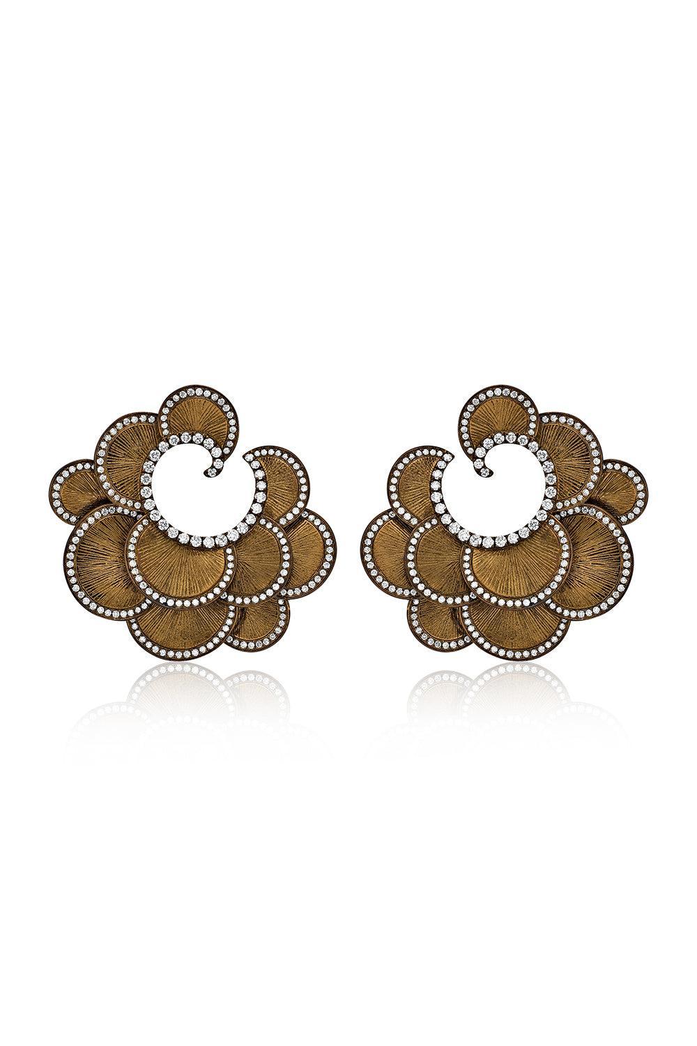 Brown Titanium Diamond Round Earrings-TITANIUM-JEWELRYFINE JEWELEARRING-SABOO FINE JEWELS