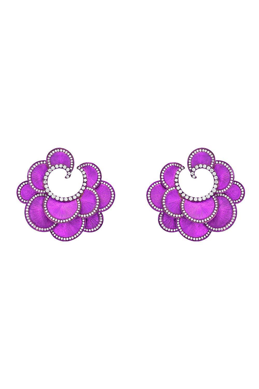 Diamond Pink Scallop Elemento Earrings-TITANIUM-JEWELRYFINE JEWELEARRING-SABOO FINE JEWELS