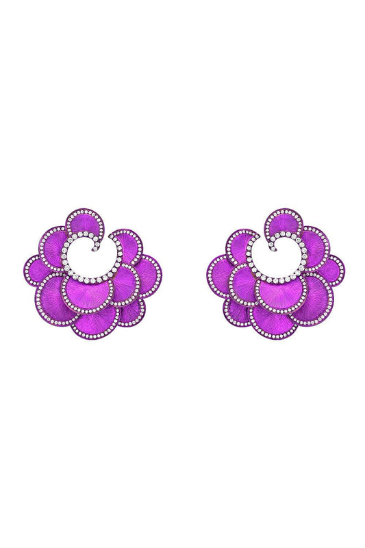 Diamond Pink Scallop Elemento Earrings-TITANIUM-JEWELRYFINE JEWELEARRING-SABOO FINE JEWELS