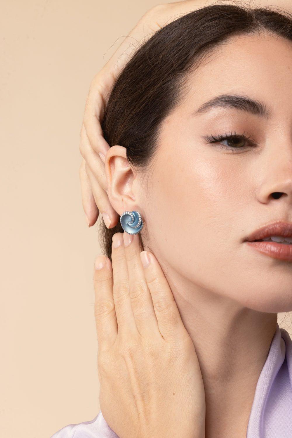 SABOO FINE JEWELS-Diamond Swirl Earrings-TITANIUM