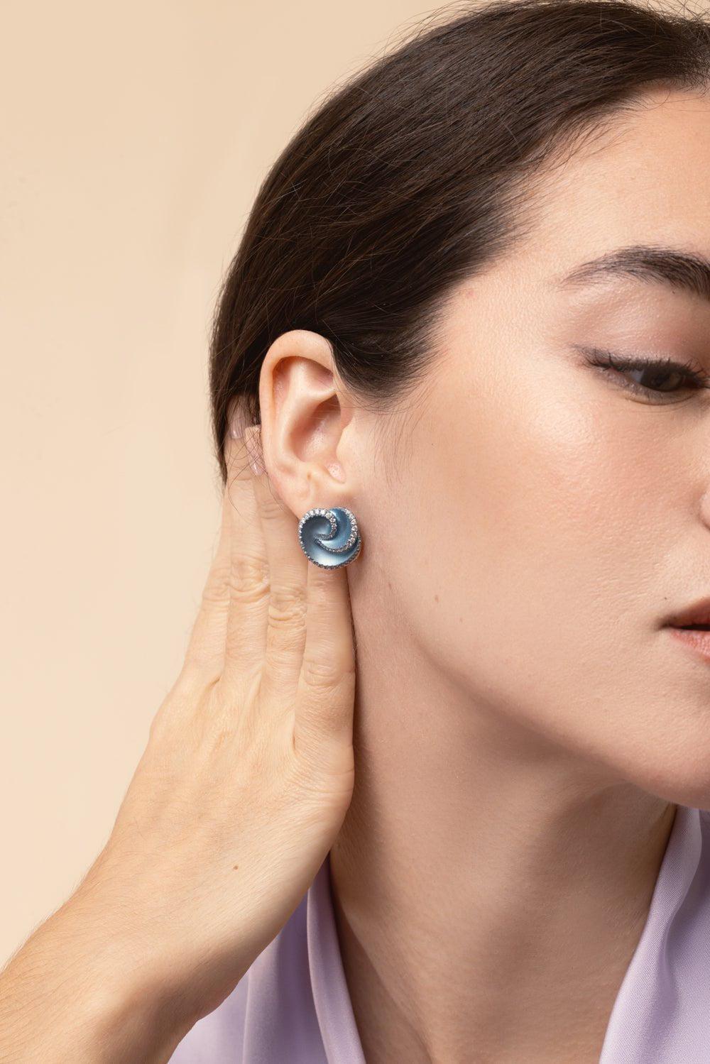 SABOO FINE JEWELS-Diamond Swirl Earrings-TITANIUM