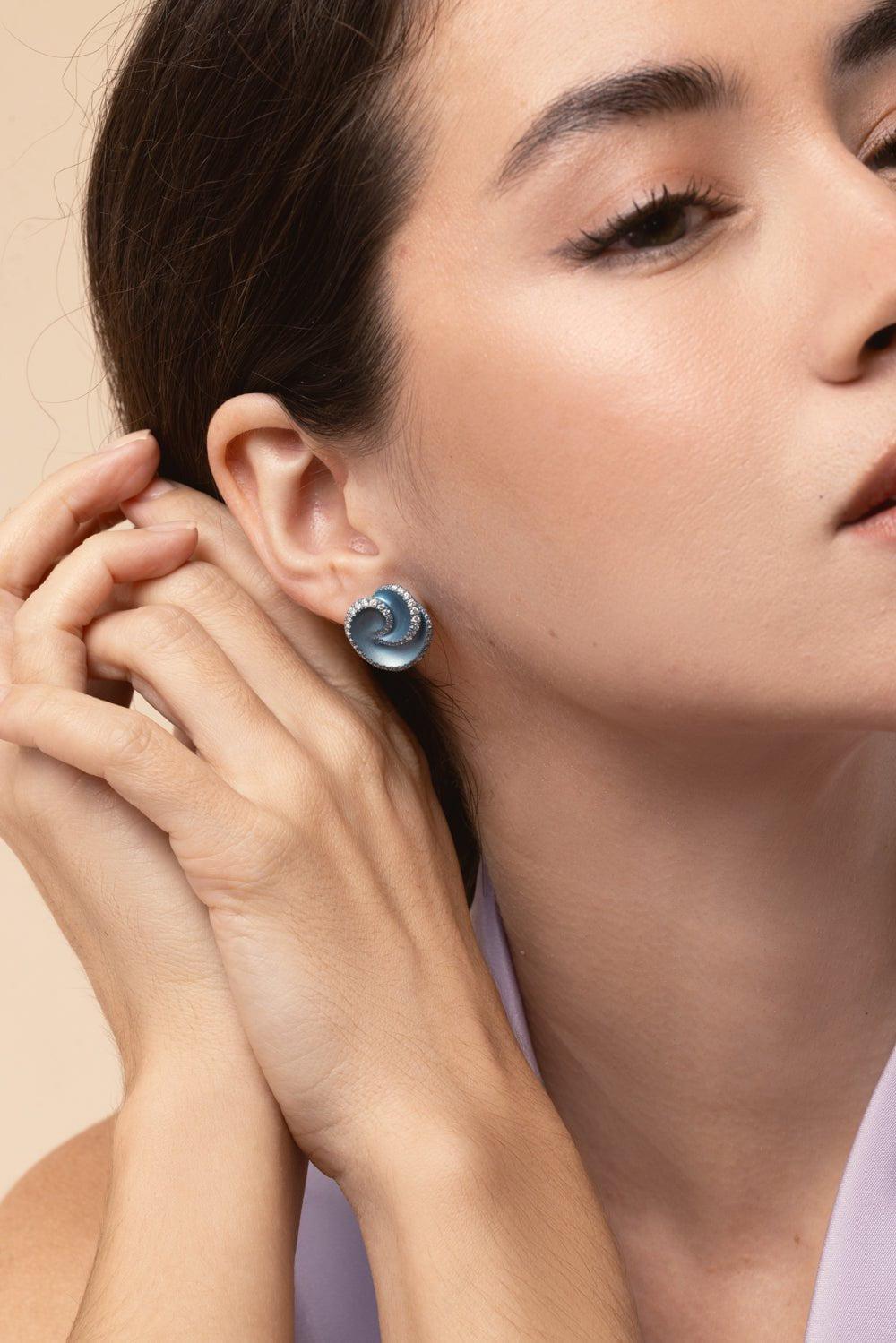 SABOO FINE JEWELS-Diamond Swirl Earrings-TITANIUM