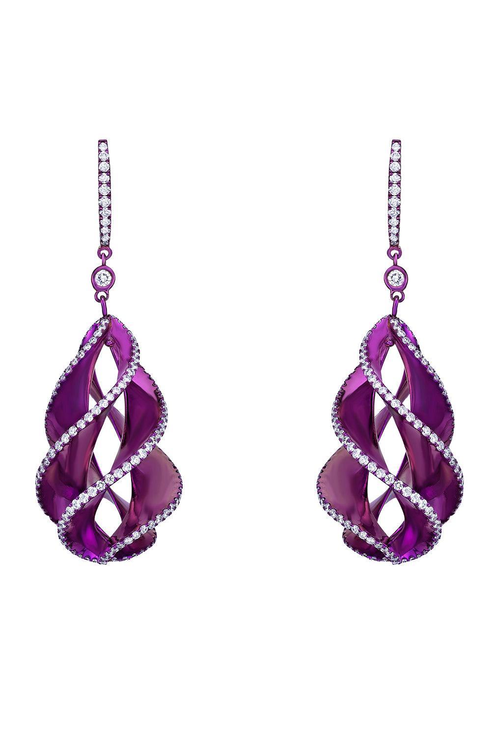 Diamond Twisted Pink Elemento Earrings-TITANIUM-JEWELRYFINE JEWELEARRING-SABOO FINE JEWELS