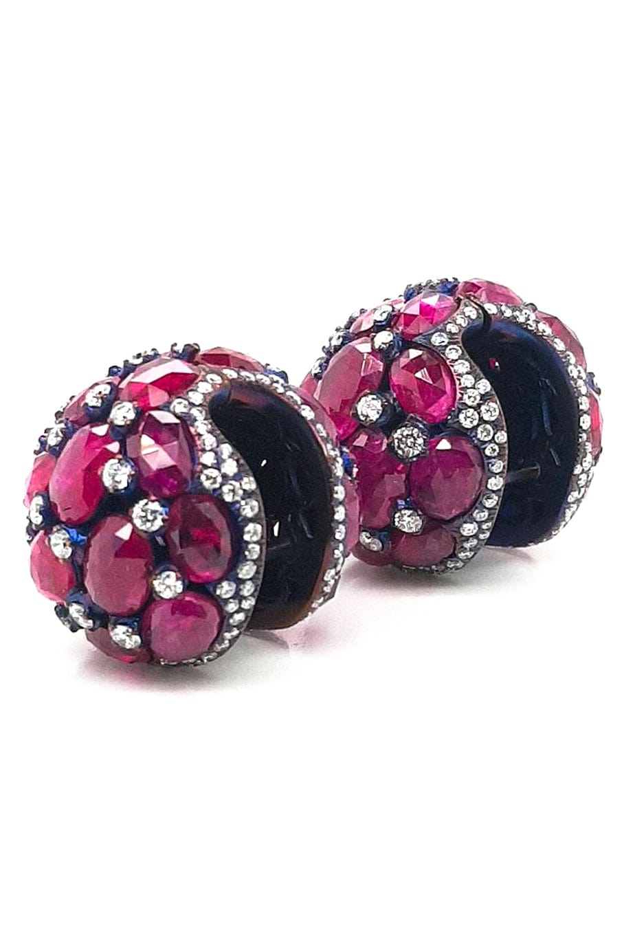 SABOO FINE JEWELS-Elemento Ruby and Diamond Huggies-TITANIUM