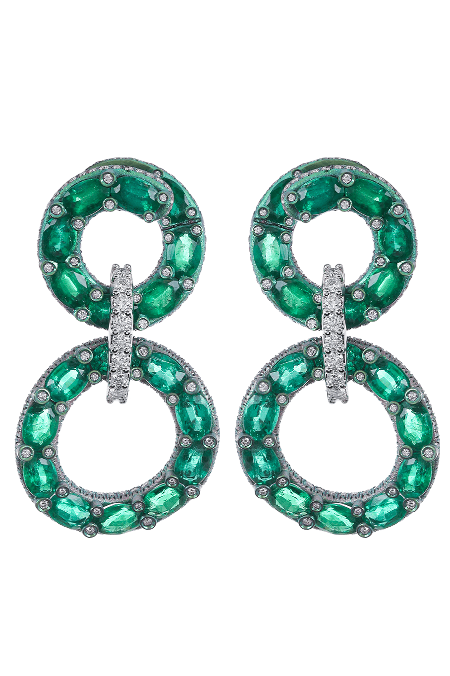 SABOO FINE JEWELS-Emerald Loop Earrings-TITANIUM