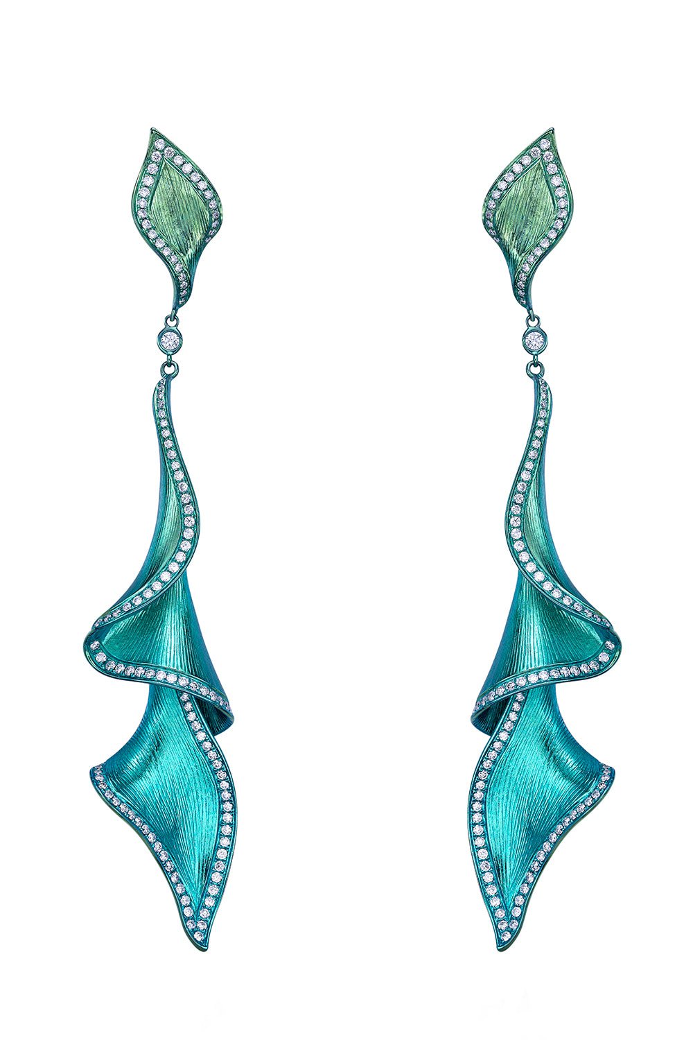 SABOO FINE JEWELS-Green Diamond Drop Earrings-TITANIUM