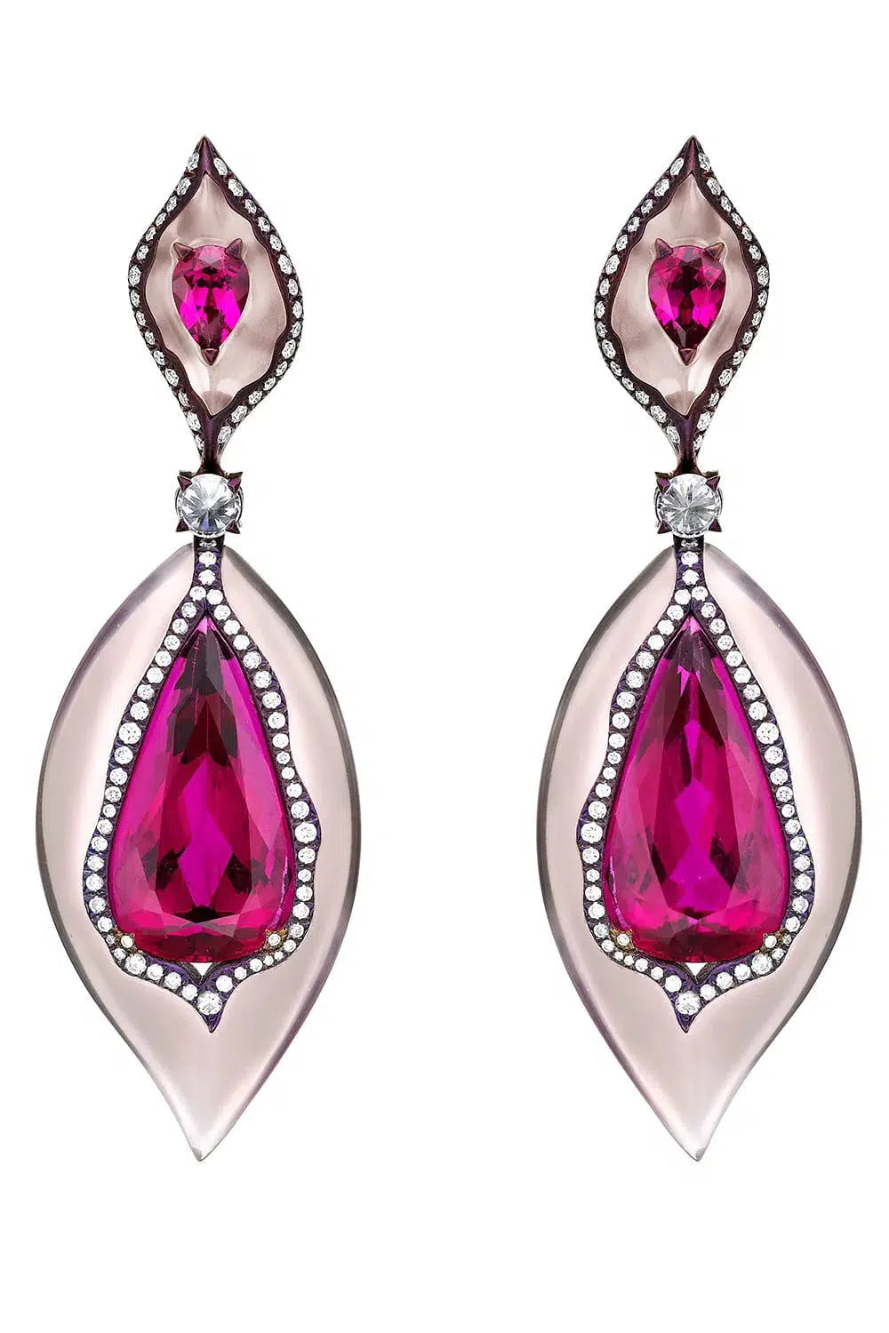 SABOO FINE JEWELS-Rubylite Drop Earrings-TITANIUM