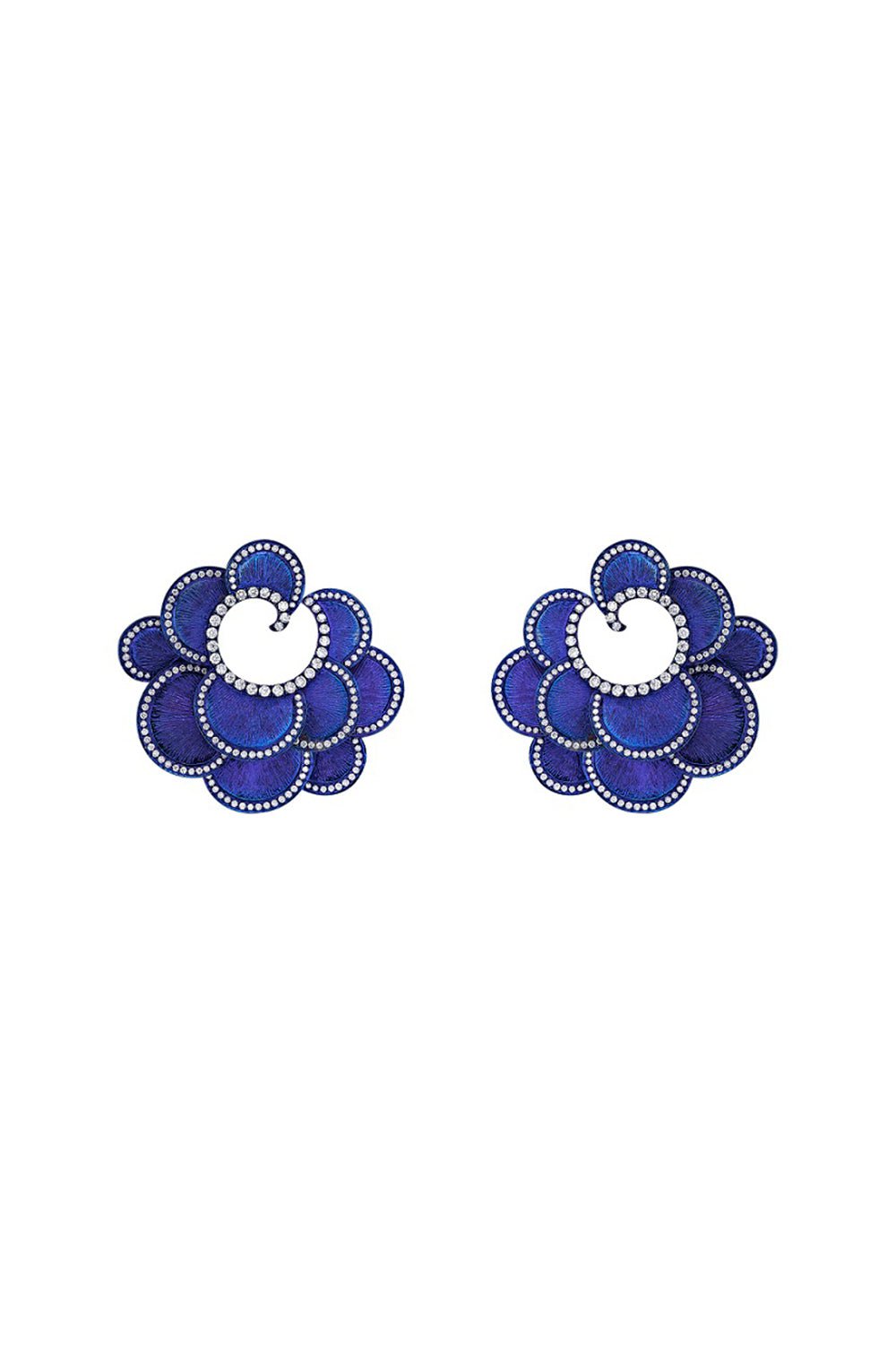 SABOO FINE JEWELS-Scalloped Diamond Earrings-TITANIUM