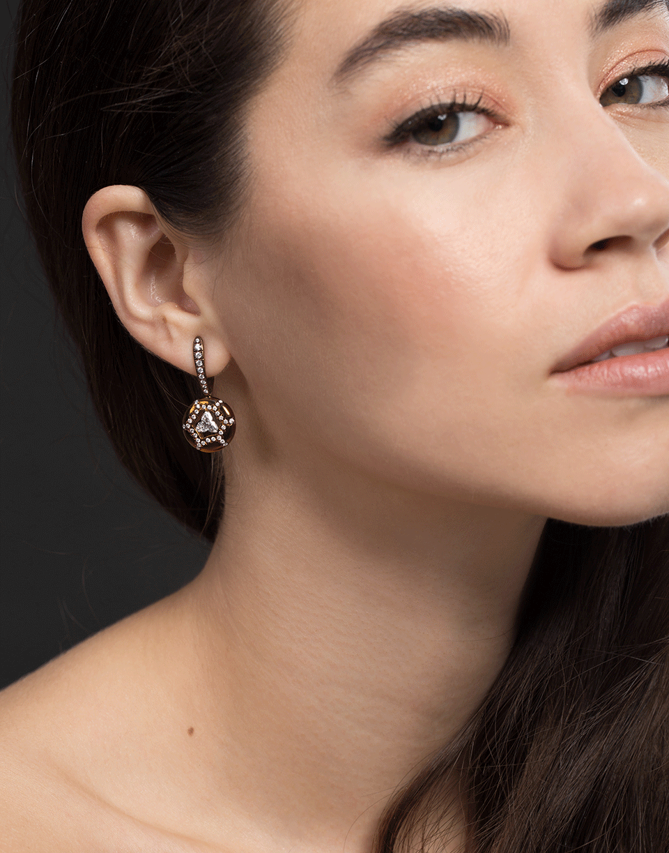 SABOO FINE JEWELS-Trillion Diamond Flower Drop Earrings-TITANIUM