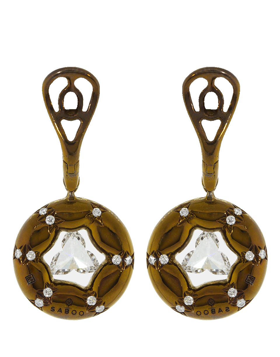 SABOO FINE JEWELS-Trillion Diamond Flower Drop Earrings-TITANIUM