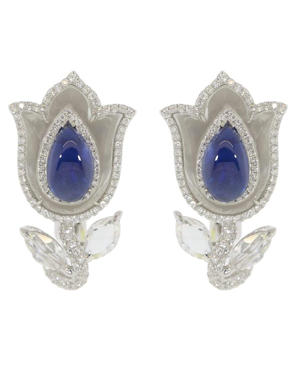 SABOO FINE JEWELS-Aura Burma Sapphire Tulip Earrings-WHITE GOLD