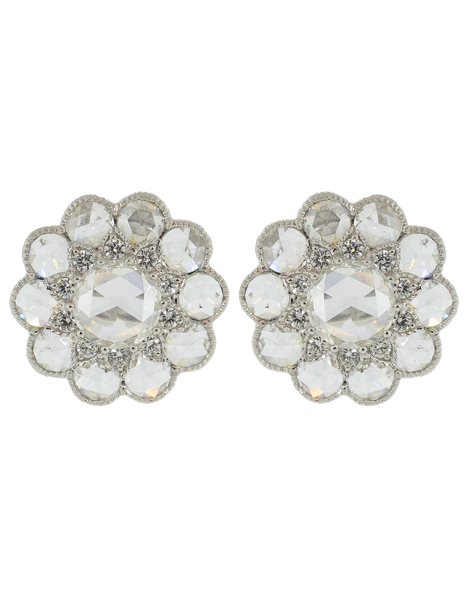 SABOO FINE JEWELS-Diamond Flower Stud Earrings-WHITE GOLD