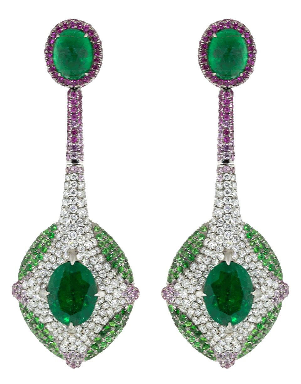 SABOO FINE JEWELS-Royale Emerald Earrings-WHITE GOLD