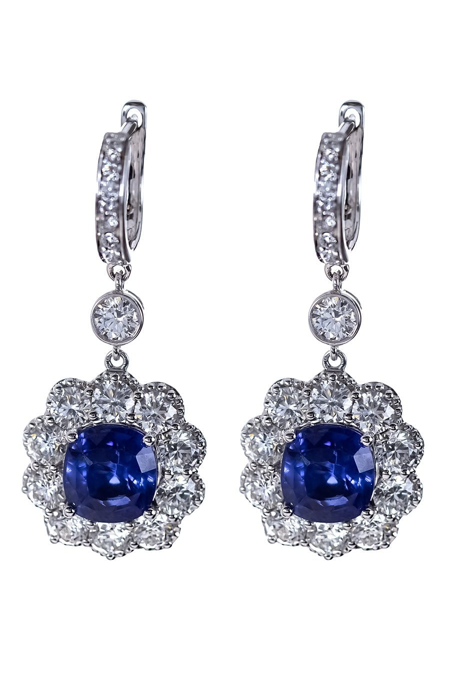 SABOO FINE JEWELS-Sapphire Diamond Earrings-WHITE GOLD